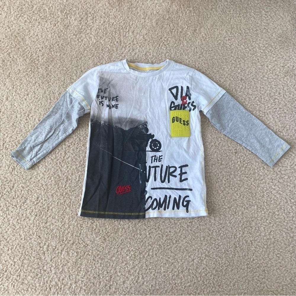 Guess Little Boys “The Future is Mine” Long Sleeve Tee Size 5